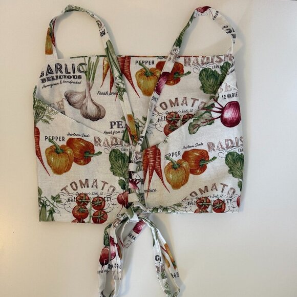 Handmade Cottagecore Crop Vintage Vegetable Print Corset Lace Up Top Size S - Picture 3 of 6